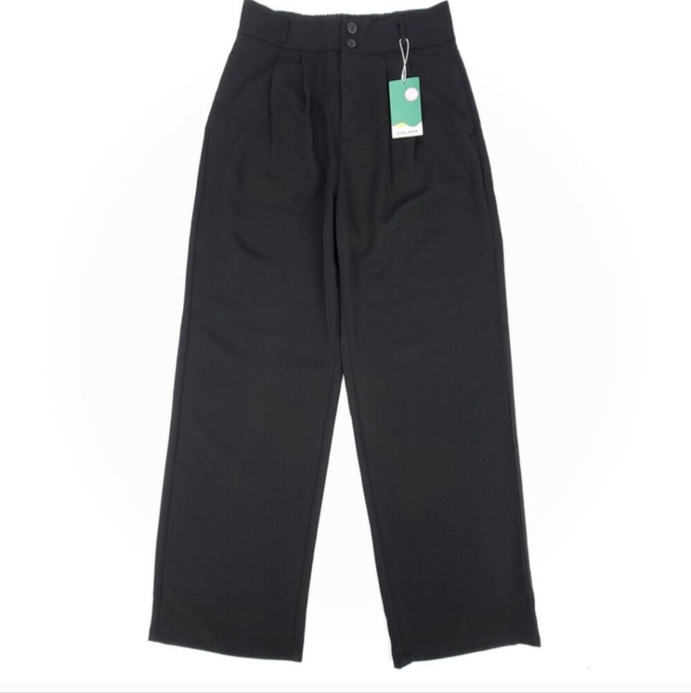 NWT Halara High Waisted Pleated Wide Leg Trouser Dress Pant Womens Medium Black